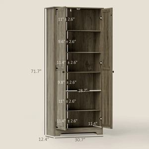 Mobile dispensa moderno per arredamento casa, armadio da cucina con pannelli in legno di quercia, pino, MDF, compensato, melaminico e materiale metallico - Product Image 2