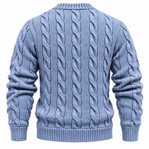 <b>Men's</b> Cable Stitch Crewneck Pullover with Textured Panels and Ribbed Trims Custom Apparel Supplier for Custom Collections - Product Image 2