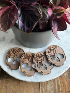 Premium Horror Pumpkin Face Design Laser Cut <b>Drink</b> <b>Coasters</b> For Table Protection And Halloween Decor Handcrafted From India - Product Image 4