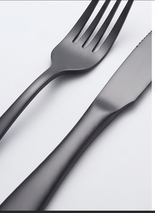 Ensemble de 5 couverts en acier inoxydable idéal pour la cuisine de table hôtel usage domestique ensembles de couverts finis enduits de couleur noire - Product Image 2