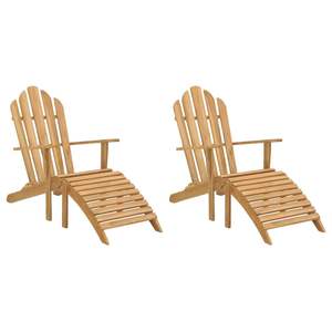 Ensemble de 2 chaises de jardin Adirondack en teck naturel - Product Image 1