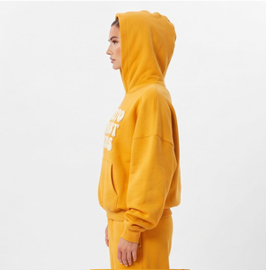 เสื้อฮู้ดดี้โอเวอร์ไซส์ STITCH LAB รุ่น Unisex สีเหลือง สไตล์สตรีทแวร์สำหรับฤดูใบไม้ร่วง ผลิตจากผ้าฝ้ายฟลีซ 80/20 ทรงลำลองไหล่ตก - Product Image 2