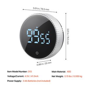 Timer Digitale Magnetico da Cucina con Display LED Grande da 3 Pollici, 3 Livelli di Volume e 2 Modalità di Illuminazione, Funzione Conto alla Rovescia e Conto alla Rovescia - Product Image 4