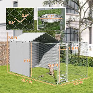 Grande Recinto per Cani da Esterno in Rete Zincata con Copertura Impermeabile Resistente ai Raggi UV per Cani di Taglia M e L 13.1FT X 7.5FT X 7.5FT - Product Image 3