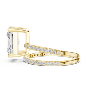 Designer 3 Carat Lab Grown Radiant Cut <b>Split</b> Shank Engagement <b>Ring</b> 14K Gold IGI Certified VS1 E Diamond for Anniversary Wedding - Product Image 4