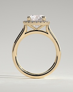 Anillo de compromiso de oro puro de 14k con diamante solitario de corte redondo cultivado en laboratorio, halo y catedral, hecho a mano, el más vendido de 2026, al por mayor - Product Image 5