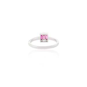 14K White Gold Invisible <b>Set</b> <b>Square</b> Ruby and Cushion Cut Diamond Wedding Ring - Product Image 5