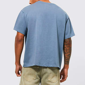Camiseta Oversize de Hombre de Corte Holgado, Algodón Peinado Liso, Personalizable, Cuello Pequeño, Hombro Caído, Logo Frontal, Estilo Streetwear, Barata - Product Image 2