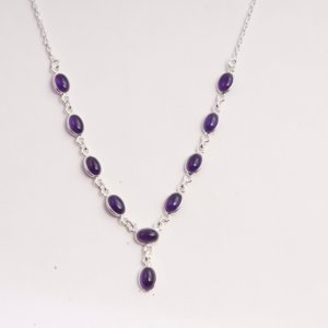 Natural Amethyst Necklace 925 Sterling Silver Multi Stone Necklace Handmade February Birthstone Minimalist Jewelry <b>Gift</b> For Her - Product Image 2