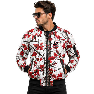 Custom White Red <b>Camo</b> Bomber <b>Jacket</b> for <b>Men</b> Women Quilted Zip Up Flight <b>Jacket</b> Windproof Winter Hunting Outdoor Tactical <b>Jacket</b> - Product Image 2