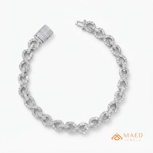 Silver Moissanite <b>Infinity</b> Link Luxury Iced Chain <b>Bracelet</b> Fine Chain Link Fashion Jewelry Gift for Men - Product Image 1