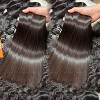 100% Haute Qualité Trame Os Cheveux Raides Meilleure Qualité Longueur 12 14 Pouces Naturel Noir Couleur Prêt À Expédier