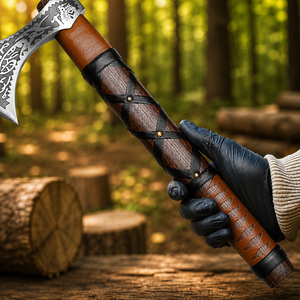 Hacha Tomahawk Forjada a Mano con Mango Envolvente de Madera de Palisandro y Hoja de Acero Forjado, 18 Pulgadas de Longitud Total, Ideal para Cumpleaños y Festividades - Product Image 6