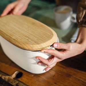 Boîte de rangement classique en métal avec couvercle en bois pour le comptoir de cuisine, le rangement de la cuisine et l'organisation de la maison - Product Image 5