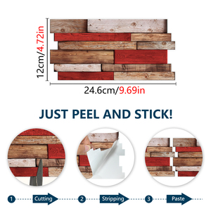 Carta da parati autoadesiva con venature di legno rosso retrò in PVC impermeabile a prova di olio rimovibile in stile Country cucina film decorativi per bagno - Product Image 3