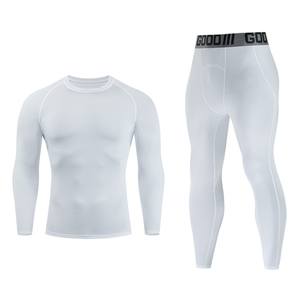 Custom <b>Tights</b> Men Fitness Set Quick Dry Compression Gym Fitness Sets Mens Compression Sport Leggings and Long Sleeve - Product Image 2