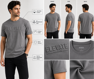 เสื้อยืดผู้ชายพรีเมียม 220G ผ้าฝ้าย 100% ปักโลโก้ คอกลม แขนสั้น เสื้อผ้าสตรีทแวร์ลำลอง, เสื้อผ้าแบรนด์สั่งทำพิเศษ - Product Image 3