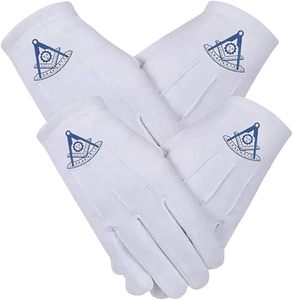 2 paires de gants maçonniques Past Master en coton 100 % coton, taille unique, adaptés à tous les types de tissus, 100 % coton - Product Image 1