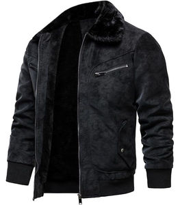 <b>Men</b>’s Winter Real Leather Suede <b>Shearling</b> Jacket Fleece Lined Warm Casual Outerwear <b>Coat</b> Jacket - Product Image 3