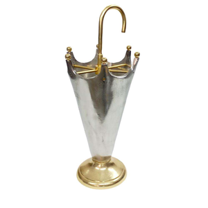 Porte-parapluies élégant en aluminium moulé finition argent et or, support métallique pour parapluies, offre spéciale - Product Image 2