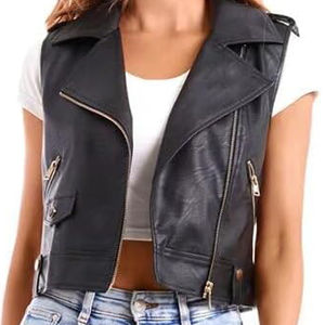 Veste en cuir de protection pour moto, respirante, en cuir de mouton et de vache, noire, pour femmes, prix d'usine, vente chaude, personnalisable - Product Image 3