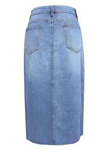 2026 Fashion Women's Casual Denim Skirt High Waist Summer Streetwear Split Knee-Length with Embroidery - Product Image 6