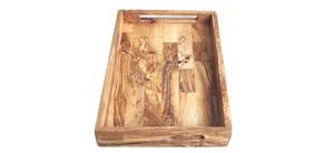 Grand plateau de service en bois d'olivier avec poignées ergonomiques |   Plateau de service décoratif |   Plateau de table basse |   Cadeau de Noël - Product Image 4