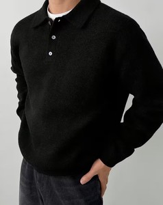 Suéter de cuello para hombre, estilo informal, de alta gama, para otoño/invierno, cárdigan de invierno, capa interior, top base, tejido transpirable, liso - Product Image 3