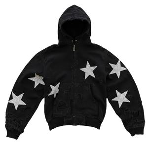 Sweat à capuche zippé effet vieilli - 100% Coton épais, coupe oversize, streetwear hiver unisexe, brodé, mode, vente en gros - Product Image 3