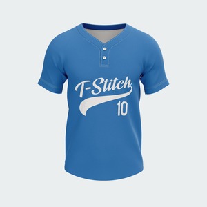 Maillot de baseball homme T-Stitch rouge et bleu à manches courtes, imprimé par transfert thermique, respirant, écologique, antibactérien, col en V, coupe classique - Product Image 4
