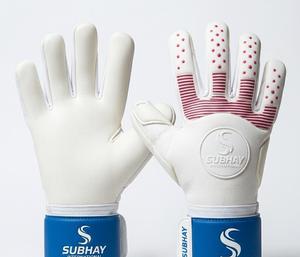 Subhay Football Goalkeeper Gloves Full Finger White Red Silicone Palm Non Slip Adjustable Wrist <b>Strap</b> Unisex Sports - Product Image 3