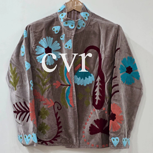 Embroidered Women's Luxury <b>Coat</b> Outerwear <b>Coat</b> Handmade Velvet Suzani Uzbek Eco-Friendly Winter Boho for Party Wear - Product Image 1