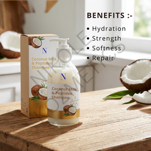 Champú de leche de coco y péptidos hidratante para todo tipo de cabello Champú unisex de leche de coco y péptidos nutritivo en profunda profundidad - Product Image 3