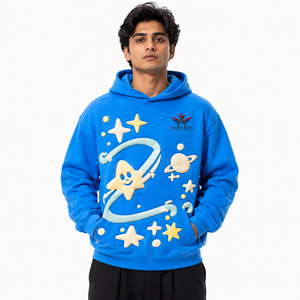 Sweat à capuche Premium en coton doux avec impression en relief 3D, design imprimé en relief, construction pull-over, poche kangourou, poignets côtelés - Product Image 1