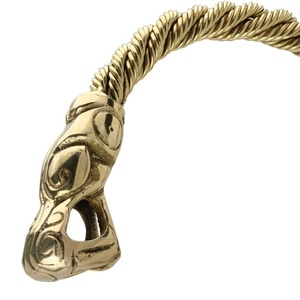 Bracelet manchette torsadé en laiton fait main avec embouts tête d'animal sculptée, broche médiévale, accessoire de costume historique, vente en gros USA UE - Product Image 5