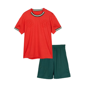 Uniforme de football à motif micro-étoiles, col rond côtelé rayé, respirant, jersey écologique, short unisexe, séchage rapide, polyester - Product Image 1