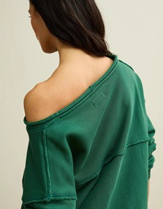 Pull en tricot surdimensionné vert à col rond sans manches, couleur unie, vêtement décontracté unisexe, printemps, 100% coton, design à franges - Product Image 6