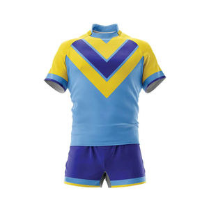 Ensemble de maillot et short de rugby personnalisé, durable, 100% polyester |   Tenue de rugby sublimée pour équipes, uniforme de rugby de haute qualité du fabricant - Product Image 2