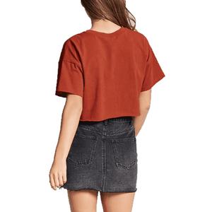 Camiseta corta de manga corta con cuello redondo y logotipo personalizado para mujer de alta calidad, camiseta informal de secado rápido con diamantes de imitación elásticos para gimnasio y fitness - Product Image 5