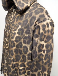 Sudadera con capucha para hombre, personalizada con estampado digital de leopardo y guepardo, de tejido waffle grueso de doble capa, sin cordones, corte holgado y con cremallera. - Product Image 2