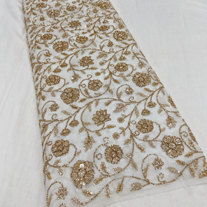 Fournisseur en gros de tissus en soie brodés de perles, fabricant de tissus en soie brodés de perles en Inde, tissu en soie brodé avec des perles - Product Image 4