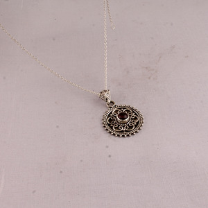 Charmes vintage faits à la main en grenat rouge ovale, sertis de plaqué argent sterling, 18 pouces, unisexe, anniversaire, SHREE JAIPUR SILVER - Product Image 6