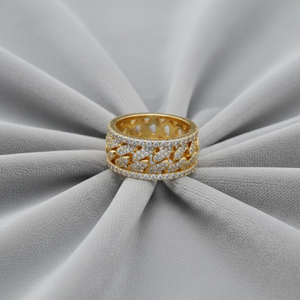 Luxury Diamond <b>Ring</b> Iced Out Hip Hop Cuban Link Design for <b>Men</b> 925 <b>Silver</b> 10K 14K Gold Wide Band <b>Ring</b> Streetwear Jewelry Gift - Product Image 3