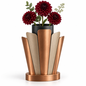 <b>Unique</b> Curved Construction Crescent Shape Metal Flower <b>Vase</b> With Elegant Curved Silhouette And Smooth Brushed Metallic Finish - Product Image 6