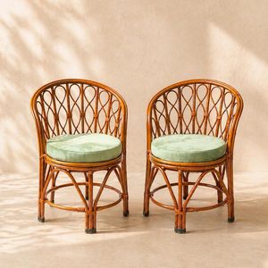 Ensemble de chaises de jardin en bambou, mobilier d'extérieur avec coussins, chaises de patio modernes du milieu du siècle, structure durable, pieds coniques, haute qualité - Product Image 1