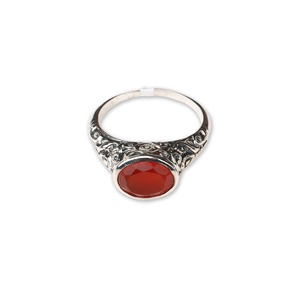 Magnifique bague vintage pour enfant en argent sterling 925 avec pierre naturelle cornaline, faite à la main, sertie en clos, certifiée - Product Image 1