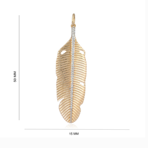 Colgante de Pluma de Oro Amarillo de 14k con Diamante Natural, Joyería Fina al por Mayor, Último Diseño en Joyería de Colgantes - Product Image 1