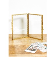 Cadre photo rectangulaire en laiton antique de qualité supérieure, logo personnalisé, cadre photo en verre écologique, affichage horizontal sur table, décoration