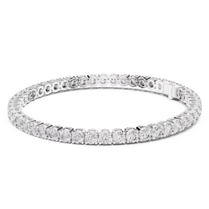Ensemble de bracelets tennis en diamants taillés en laboratoire UNIQUE, or blanc 18 carats plaqué rhodium, luxe, pour usage quotidien, bureau, mariage, fiançailles - Product Image 1