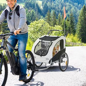 Passeggino per Cani 2-in-1 in Alluminio con Tettuccio e Tasche Portaoggetti, 3 Ruote, Grande Dimensione, Carico Massimo 45kg, Compatibile con Biciclette da Viaggio - Product Image 2